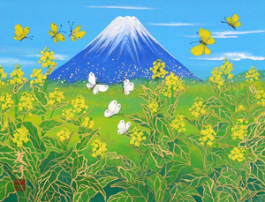 富士山に菜の花